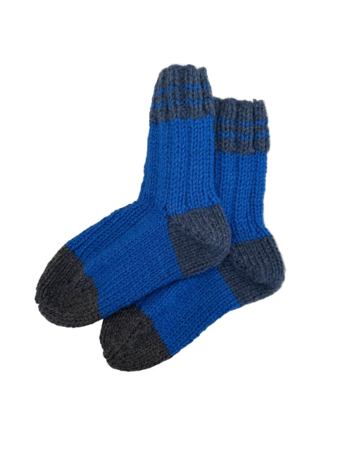 Gray & Blue Kids' Wool Socks