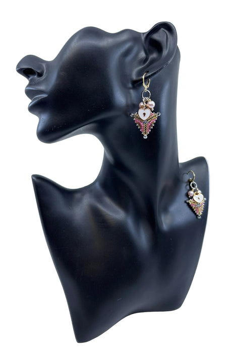 Mini Triangle Beaded Earrings