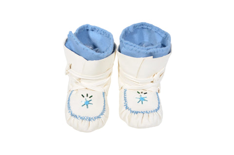 White Beaded Wrap-Around Baby Moccasins