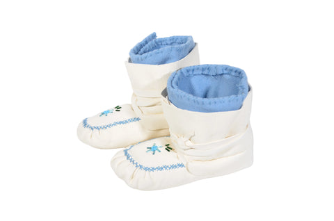White Beaded Wrap-Around Baby Moccasins