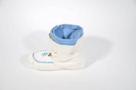 White Beaded Wrap-Around Baby Moccasins