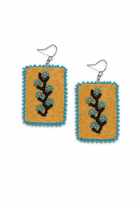 Tanned Moosehide Beaded Earrings