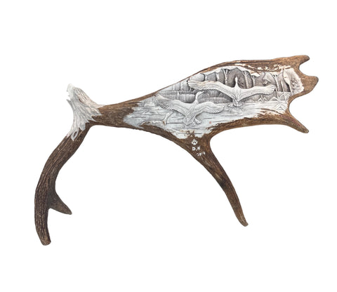 Eagle Head Antler Carving