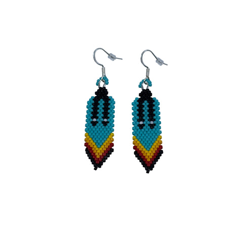 Beaded Braided Feather Earrings
