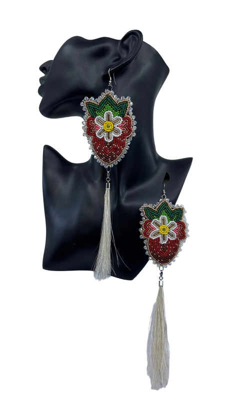 Large Beaded Earrings - Fringe