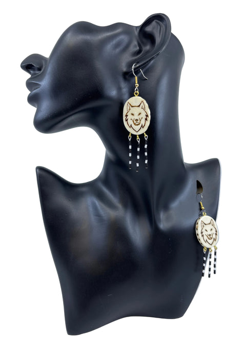Carved Moose Antler Earrings