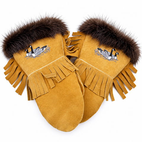 Moosehide Mittens with Beaver Fur - Isabell Jonah Weistche
