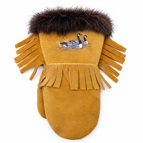 Moosehide Mittens with Beaver Fur - Isabell Jonah Weistche