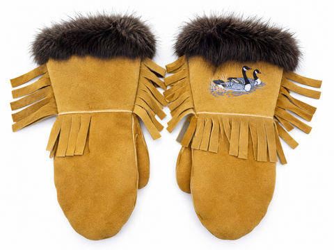 Moosehide Mittens with Beaver Fur - Isabell Jonah Weistche