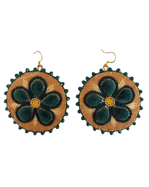 Tufted Moosehide Floral Earrings