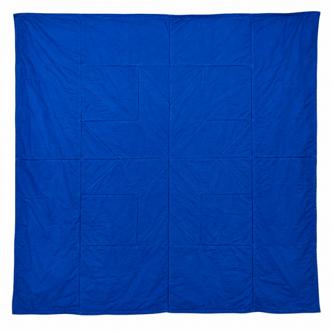 Navy & Light Blue Floral Star Blanket (Queen)