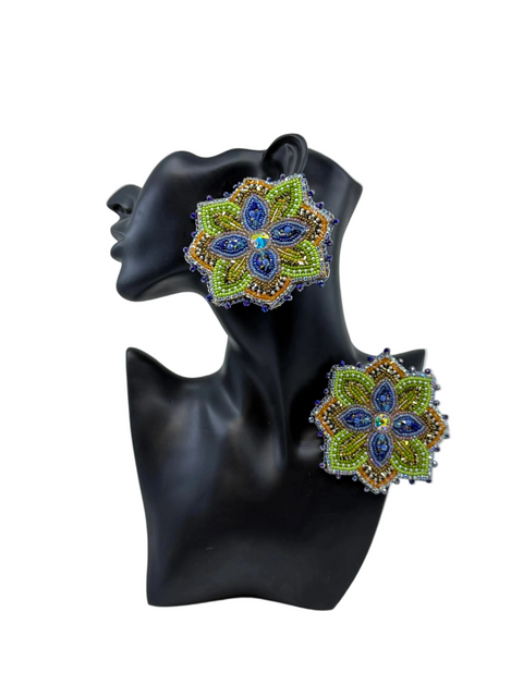 Large Handcrafted Beaded Earrings (3.5")