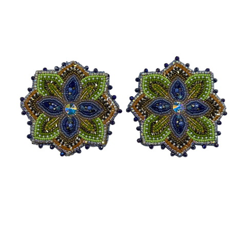 Large Handcrafted Beaded Earrings (3.5")