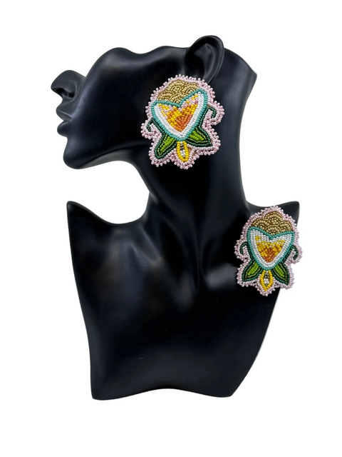 Medium Handcrafted Beaded Earrings (3")