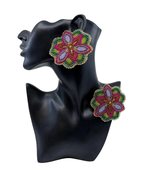 Medium Handcrafted Beaded Earrings (3")