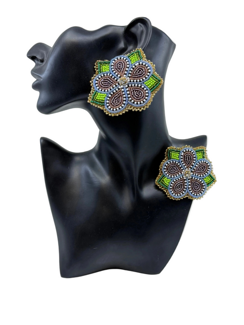 Medium Handcrafted Beaded Earrings (3")