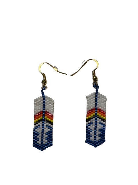 Beaded Feather Earrings – Medicine Wheel Colors