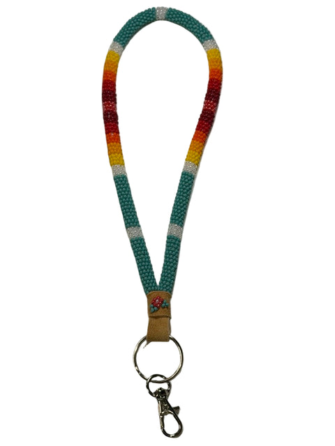Beaded Wrist Lanyard – Turquoise & Sunset Tones