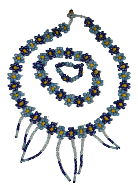 Sky Bloom Beaded Jewelry Set – Necklace, Bracelet & Ring