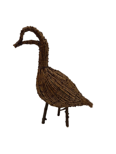 Handcrafted Standing Tamarack Bird Decoy – Three-Legged Design