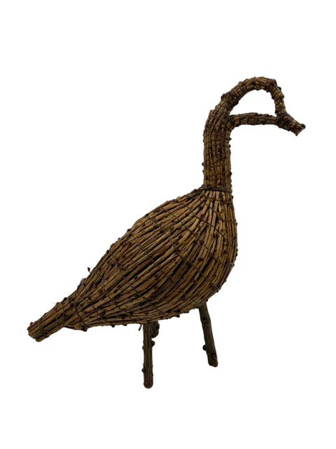 Handcrafted Standing Tamarack Bird Decoy – Three-Legged Design