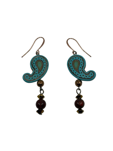 Handcrafted Stone & Turquoise Curl Earrings