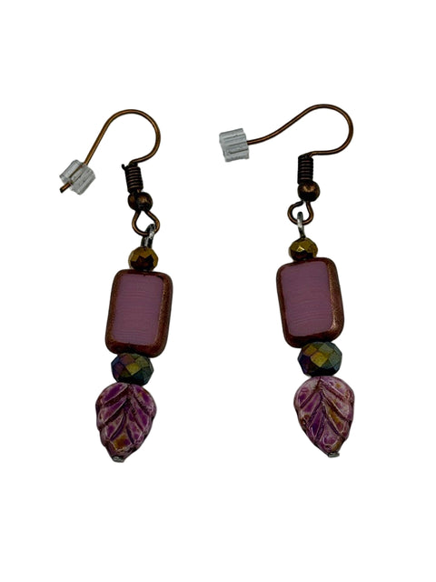 Handcrafted Earrings – Crystals, Czech Beads & Floral Leaf Accents
