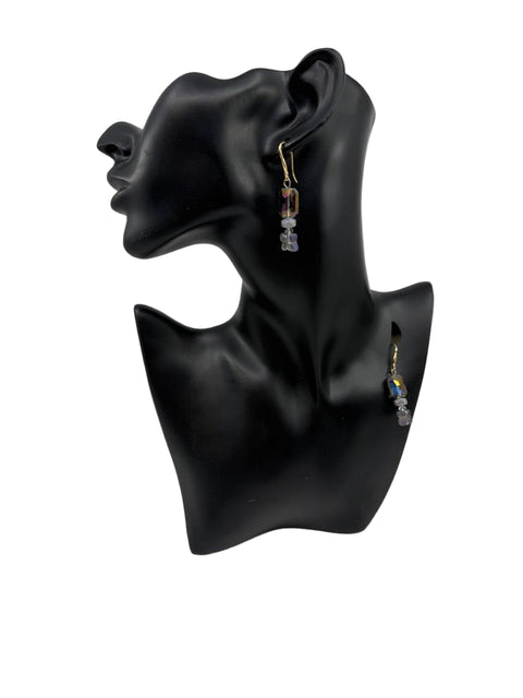 Faceted Crystal & Frosted Flower Drop Earrings