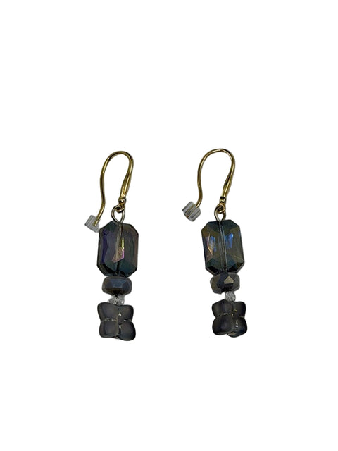 Faceted Crystal & Frosted Flower Drop Earrings