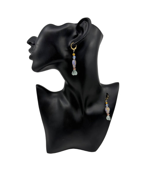 Owl & Moonstone Drop Earrings – Czech Glass & Stone Hearts