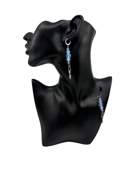 Moonstone & Silver Woman Charm Earrings