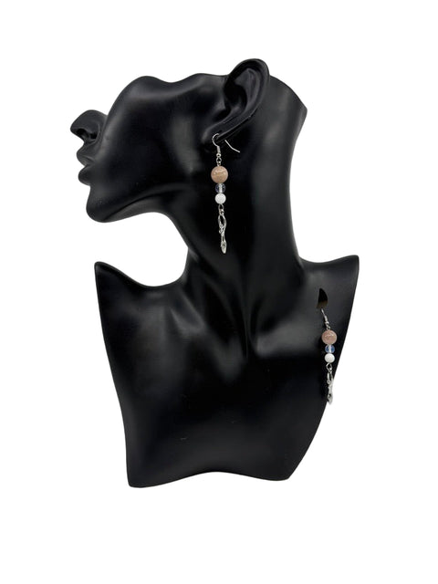 Sunstone, Moonstone & Woman Charm Earrings