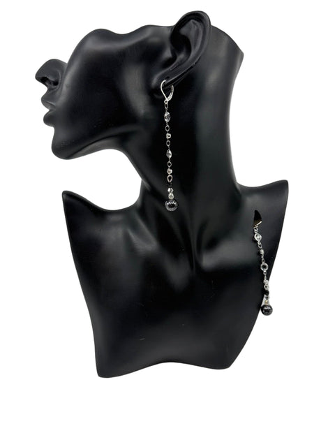 Czech Crystal & Platinum Chain Drop Earrings