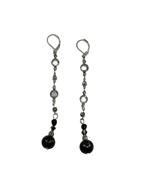 Czech Crystal & Platinum Chain Drop Earrings
