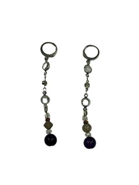 Labradorite, Crystal & Amethyst Drop Earrings