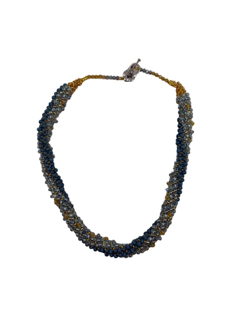 Handwoven Beaded Necklace – Pony Beads, Miyuki 8s & Crystal Accents