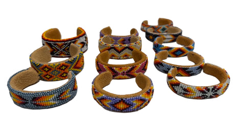 Beaded Moosehide Bangles — Adjustable Cuffs