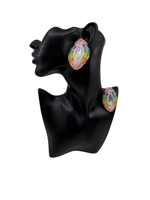 Rainbow Crystal Beaded Earrings – Ironstar Co