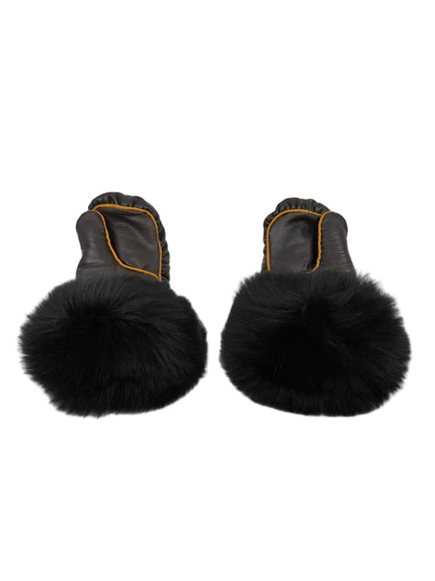 Ladies Puuluuk Mittens with Orange Trim with Fox Fur (Small)