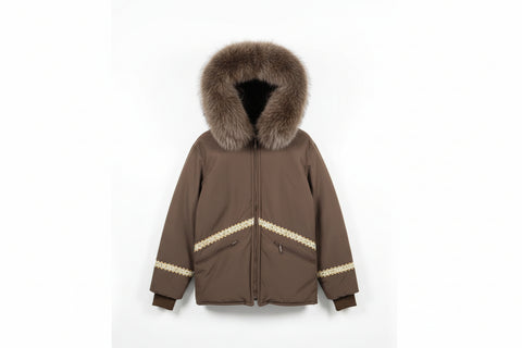 Parka Small Dark Brown Woman Fox Fur Parka