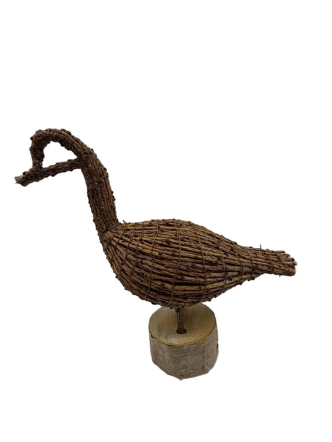 Tamarack Decoy on Round Birch Base — Large
