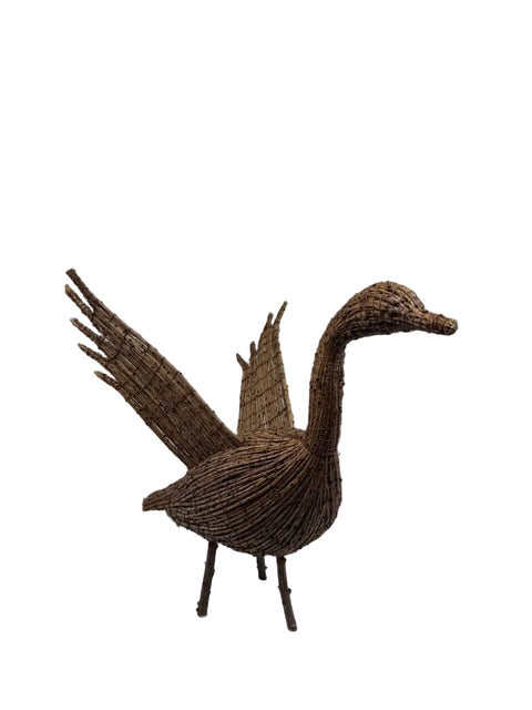 Standing Tamarack Goose Decoy with Raised Wings