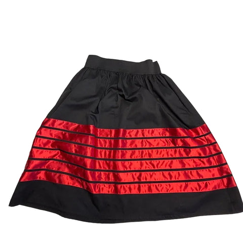 Tone on Tone Ribbon Skirt Midi – Red & Black