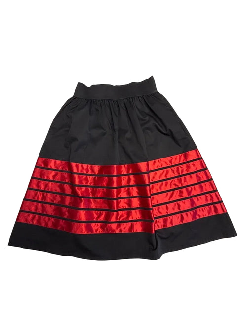 Tone on Tone Ribbon Skirt Midi – Red & Black