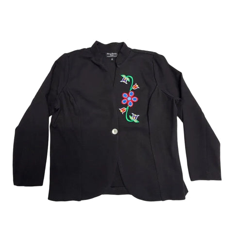 Eastern Woodland Floral Stretch Blazer – Black