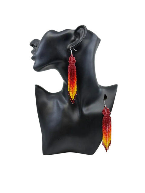 Fire Fringe Beaded Earrings