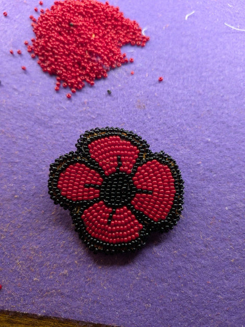 Beaded Poppy Pin