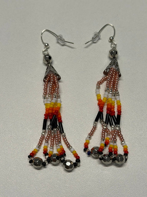 Medicine Wheel Accent Fringe Scoop Earrings (4")