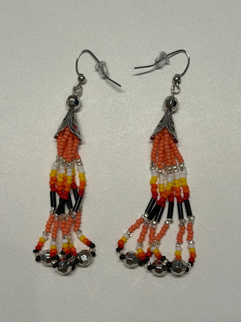 Medicine Wheel Accent Fringe Scoop Earrings (4")