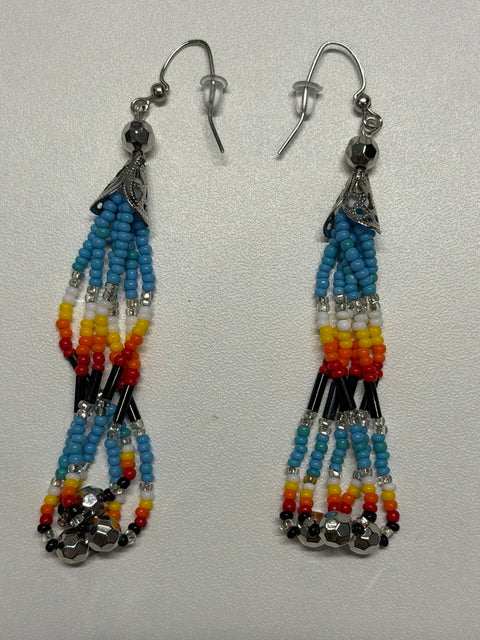 Medicine Wheel Accent Fringe Scoop Earrings (4")
